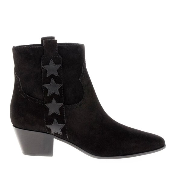 $1300 Saint Laurent Wyatt Embroidered Star Suede Boot Suede Black 38 (MG17) - Picture 1 of 9